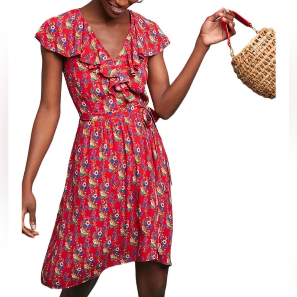 Anthropologie Maeve Rosalia Wrap Dress Red
